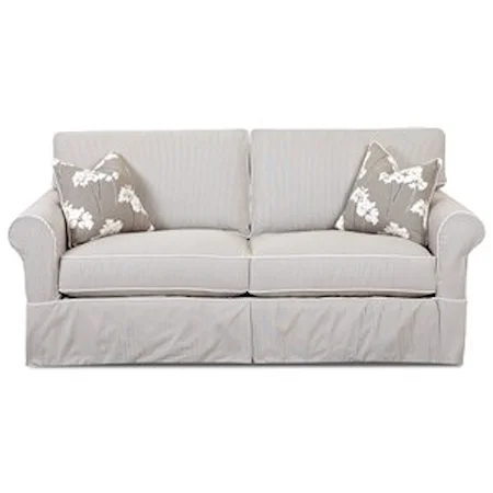 Traditional Sofa with Rolled Arms and Skirted Base